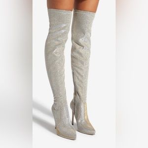 Silver Iridescent Over the Knee Platform worn once.